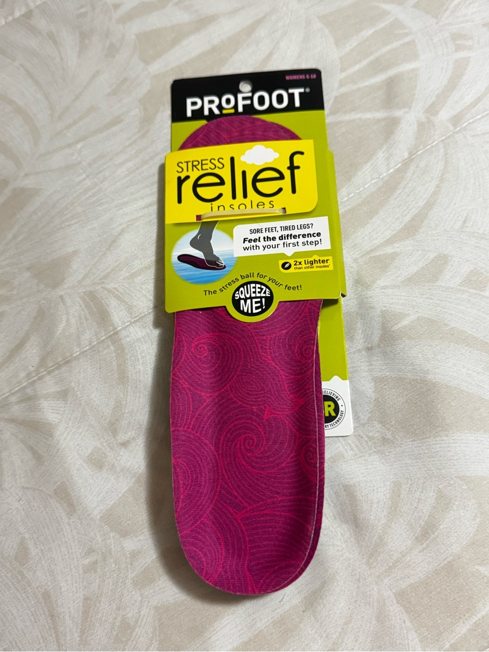 ProFoot Stress Relief Insoles Pink & Black Women's 6-10 NWT